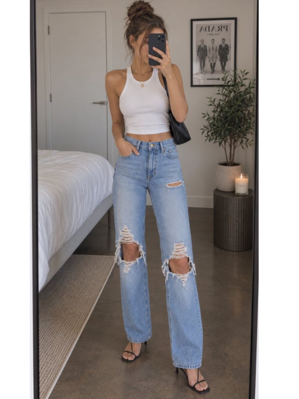 Triarchy Miss Triarchy Straight Jeans 28 Light Indigo Destroy $298
